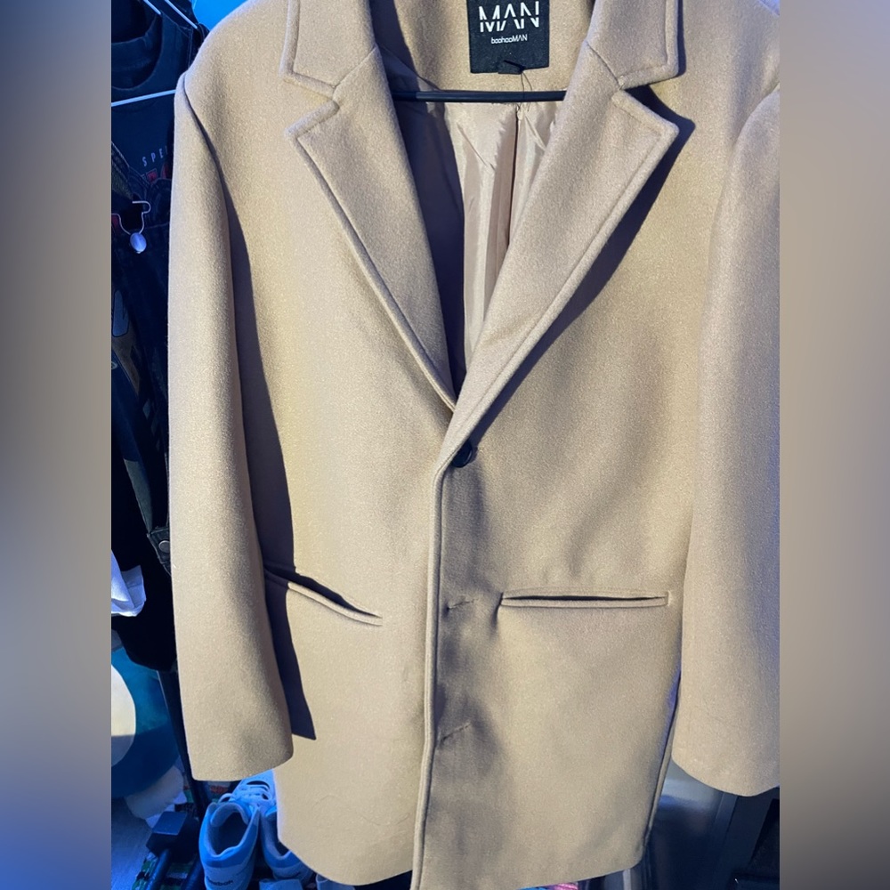 Brown felt trench coat